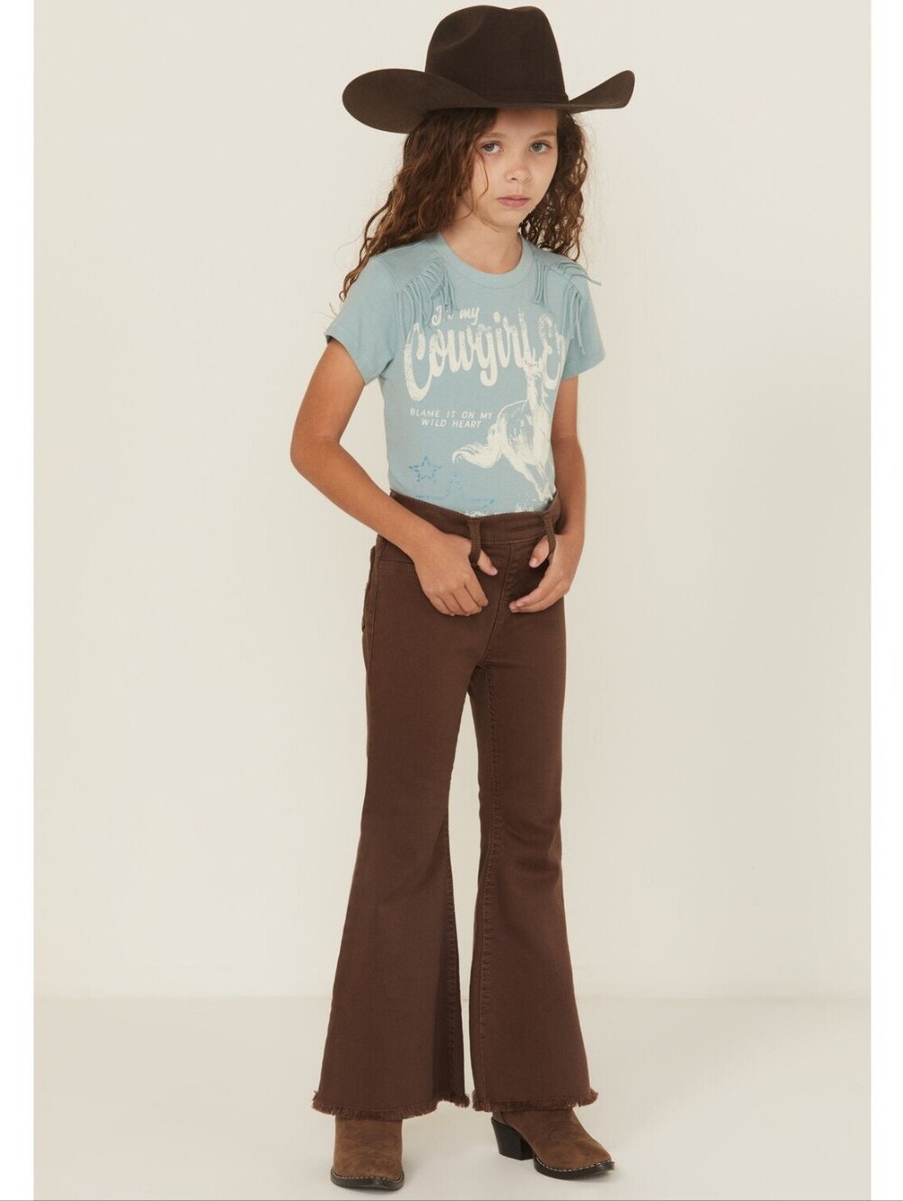 Shyanne Chocolate Brown Flared Girls Jeans 10